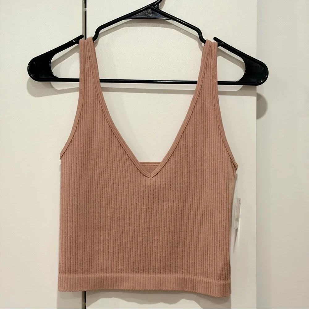 Free People Intimately Solid Rib Brami Size XS / S Almond Beige Nude NWT NEW - Picture 3 of 8